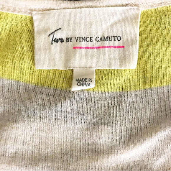 Two by Vince Camuto Yellow Stripe Top - Picture 2 of 8
